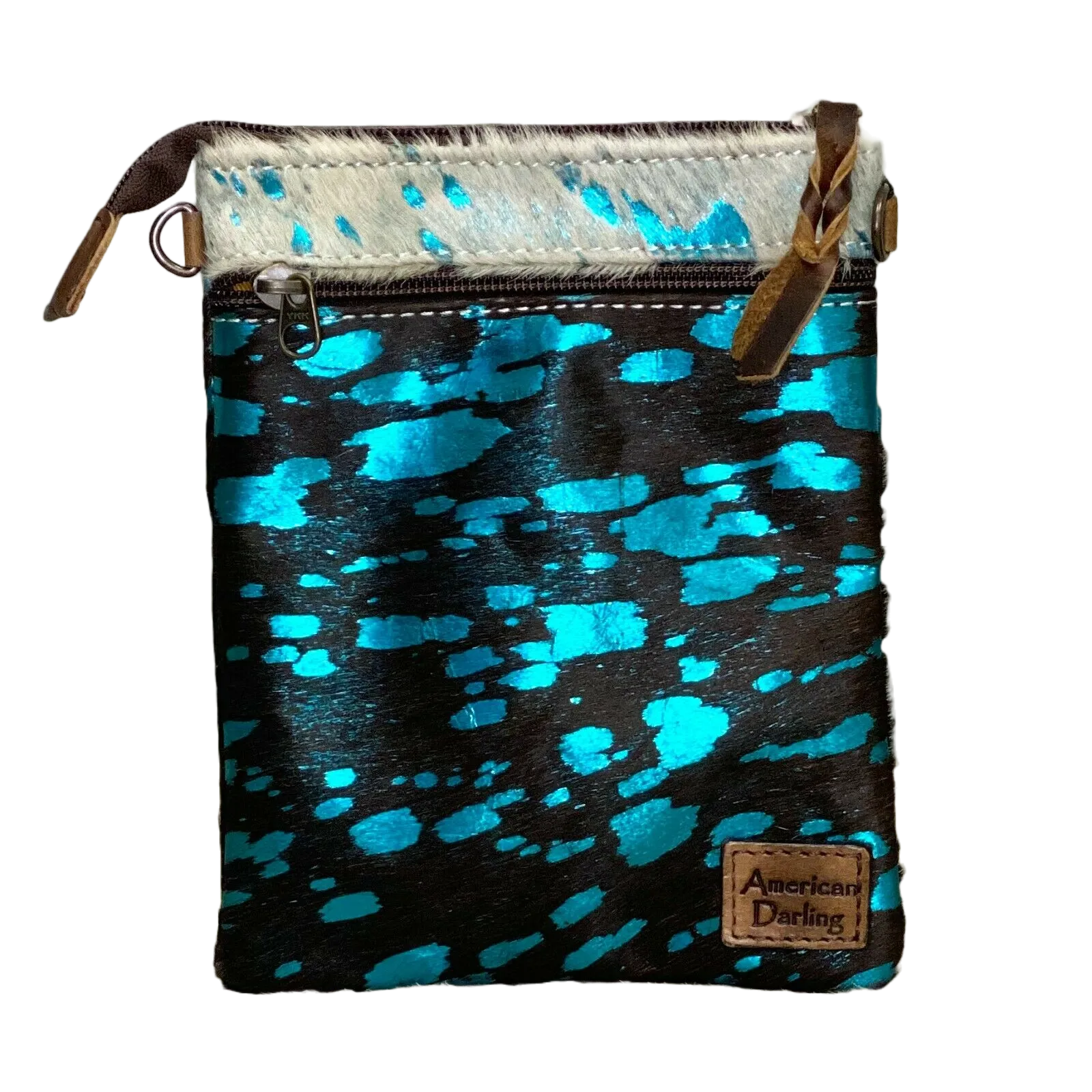 American Darling Cowhide & Metallic Turquoise Purse ADBGS153ACTRQ