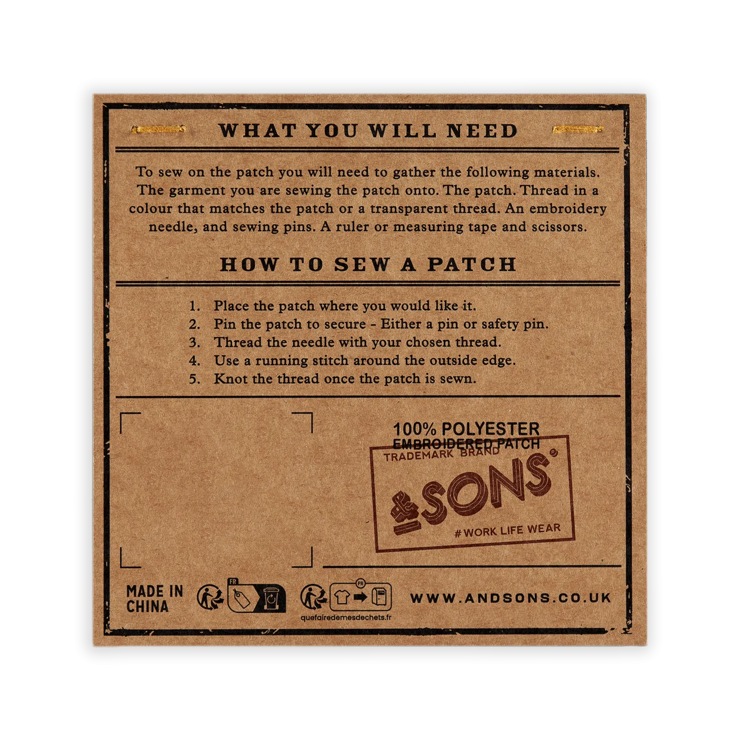 &SONS Work Life Patch Red