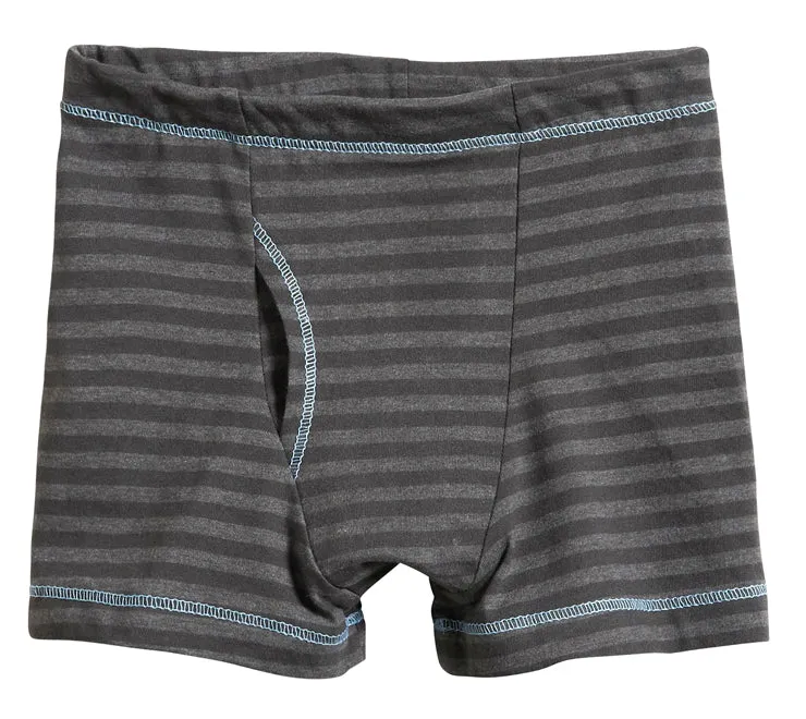 Boys Soft Stripe Boxer Brief | Charcoal