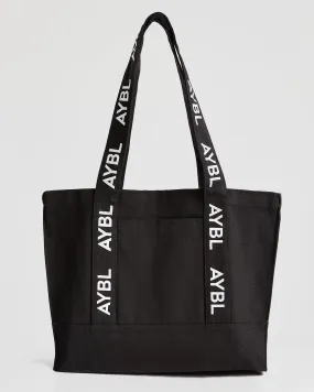 Branded Strap Tote Bag - Black