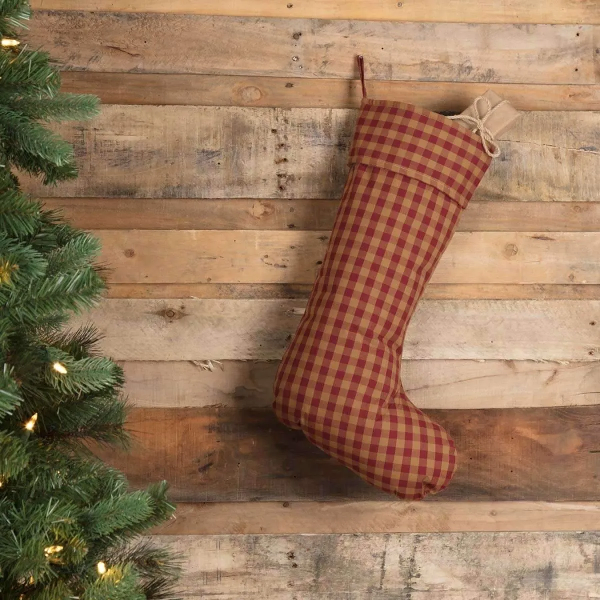 Burgundy Check Stocking 12x20