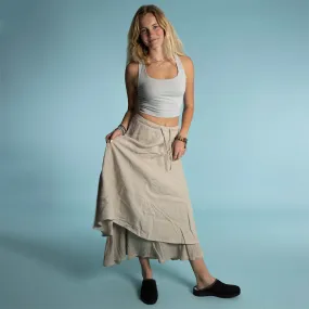 CARMEN FANTASY 100% Organic Linen Skirt (Multiple Woven & Knit Layers)