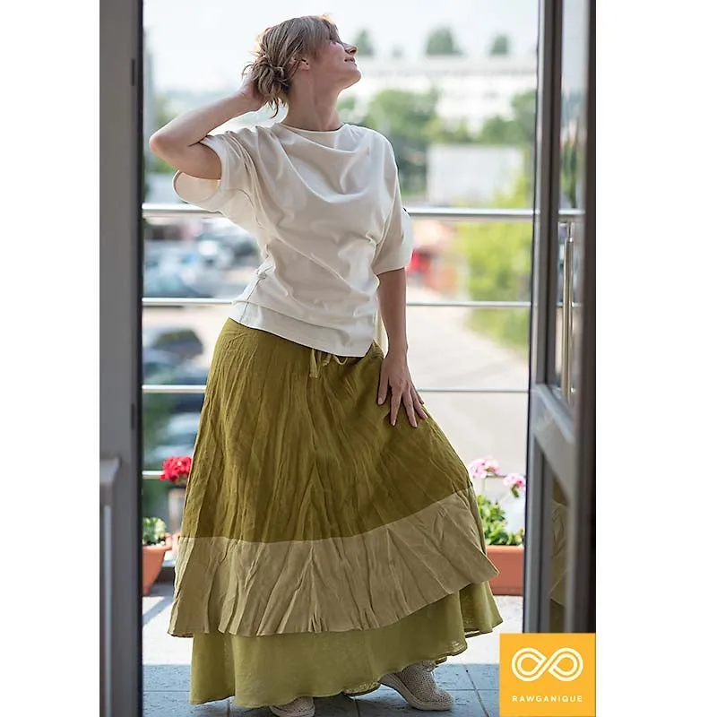 CARMEN FANTASY 100% Organic Linen Skirt (Multiple Woven & Knit Layers)