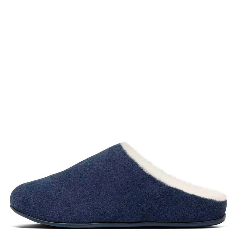 Chrissie Shearling Suede Slippers Midnight Navy