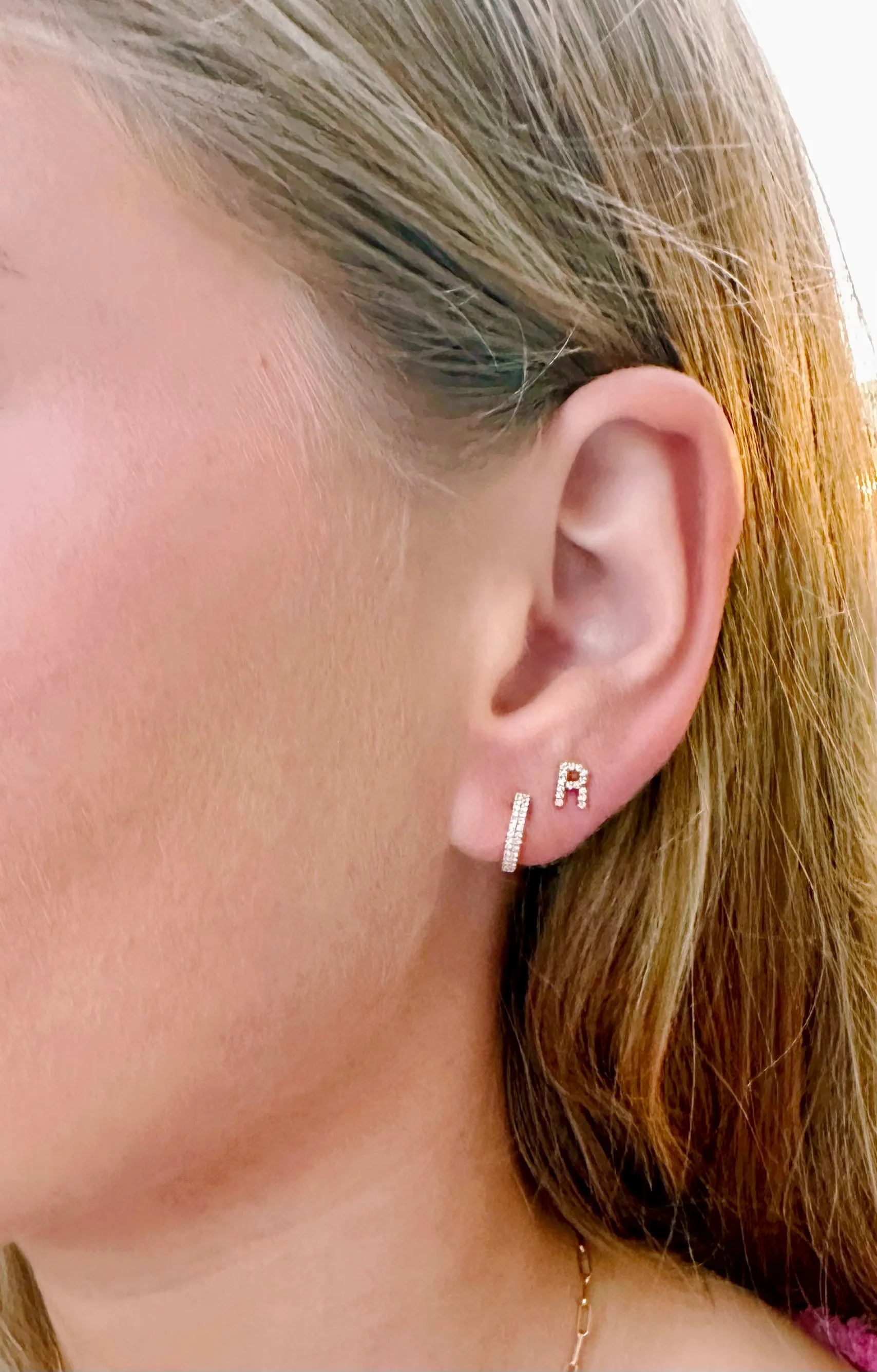 DIAMOND INITIAL EARRING