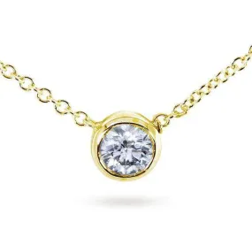 Diamond Solitaire 1/3 Carat Bezel Necklace in 14K Gold