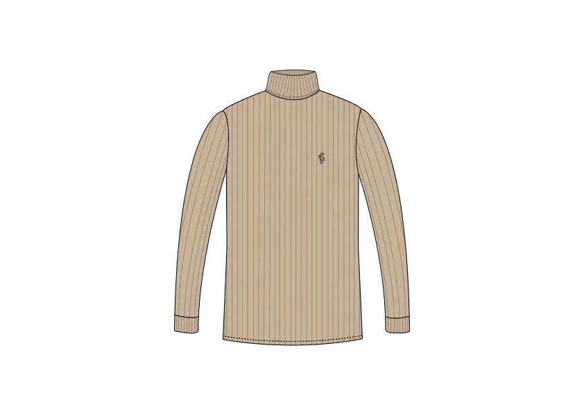 Father Sons Classic Beige Ribbed Knit Roll-neck Sweater - FSH959