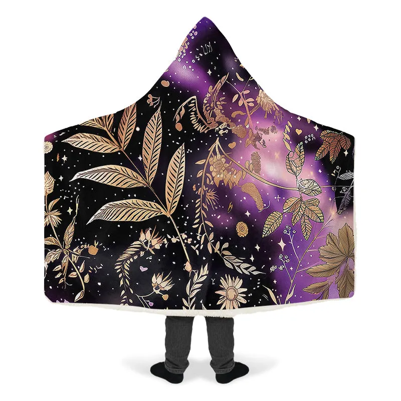 Galactic Bloom Hooded Blanket - Cozy and Warm Wrap-around Blanket with Vegan Fur Lining and Hood