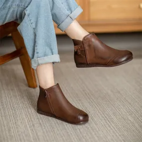 Handmade Mori Style Barefoot Ankle Booties With Zip Handmade Walking Boots in Grey/Coffee