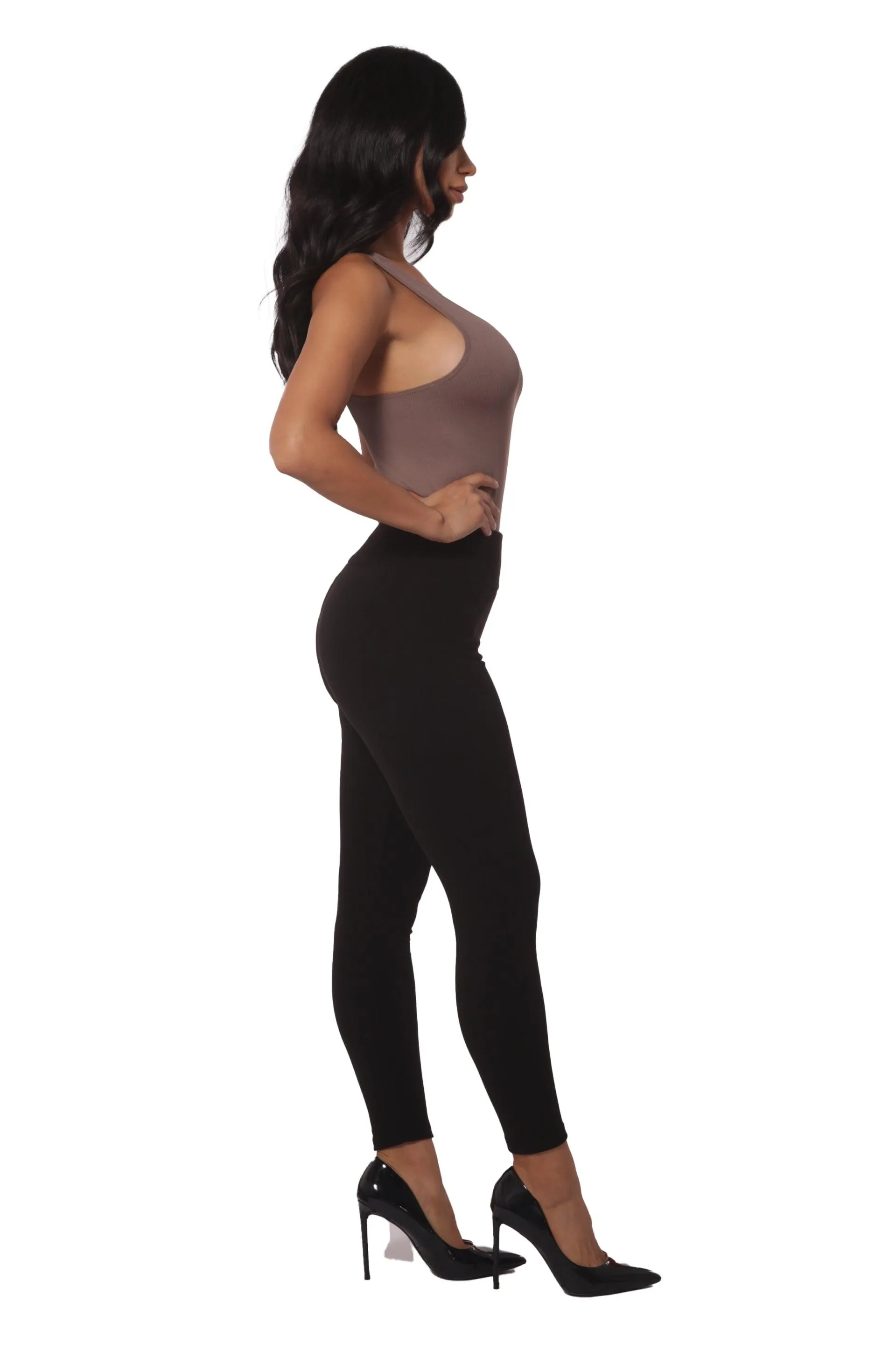 High Waist Thick Soft Brushed Lounge Yoga Legggings - Black