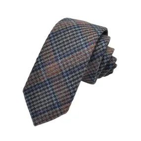 Houndstooth Plaid Wool Tie