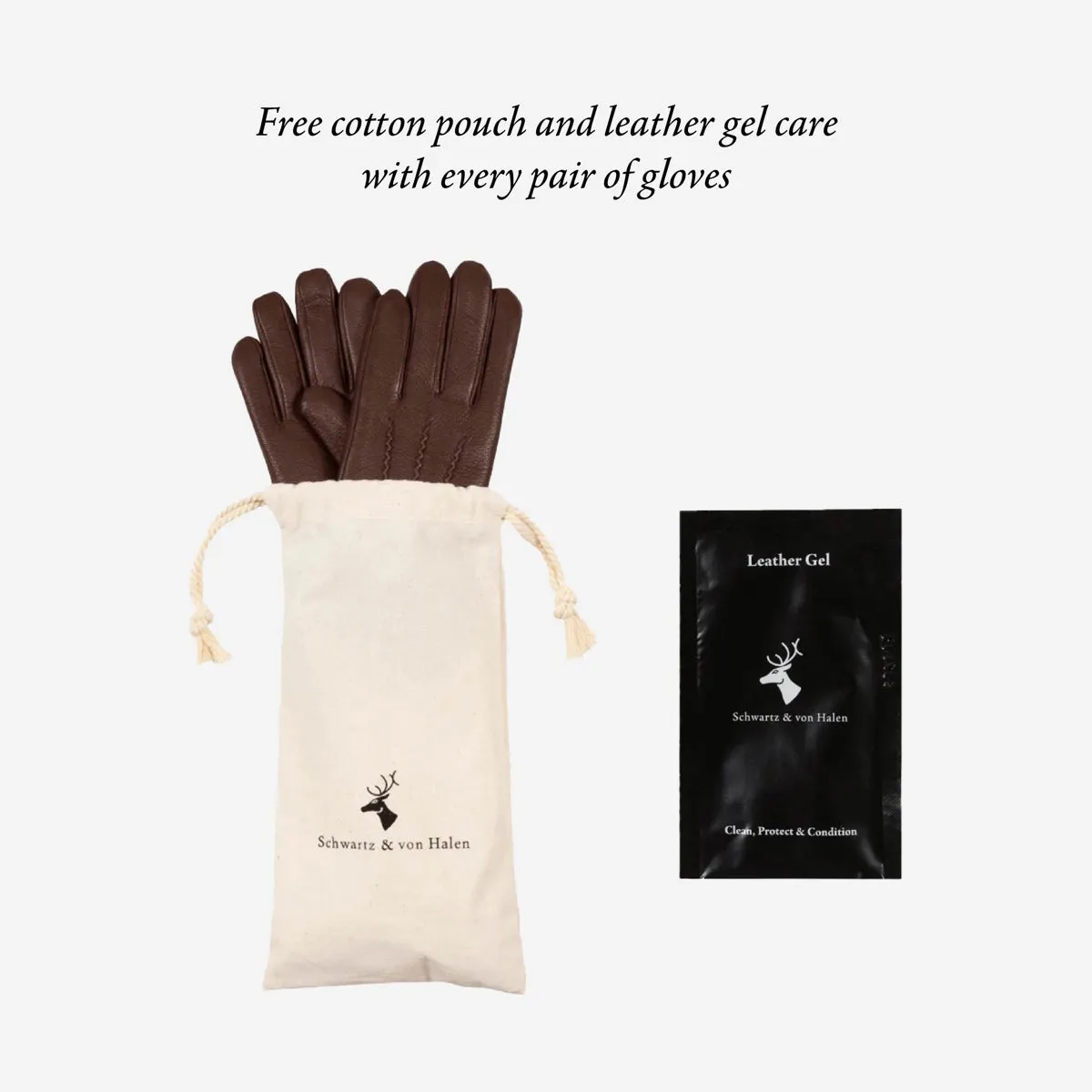 Hunter (brown) – goatskin gloves with lambswool lining & touchscreen feature