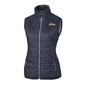 Illinois Fighting Illini Cutter &amp; Buck Women's Navy Rainier Insulated Full Zip Puffer Vest