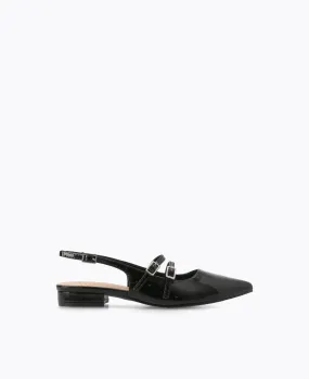 Inca Slingback Mary Jane Flats - Black