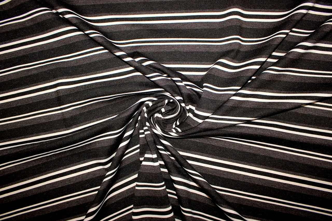 Italian Striped Rayon Double Knit - Brown Tones