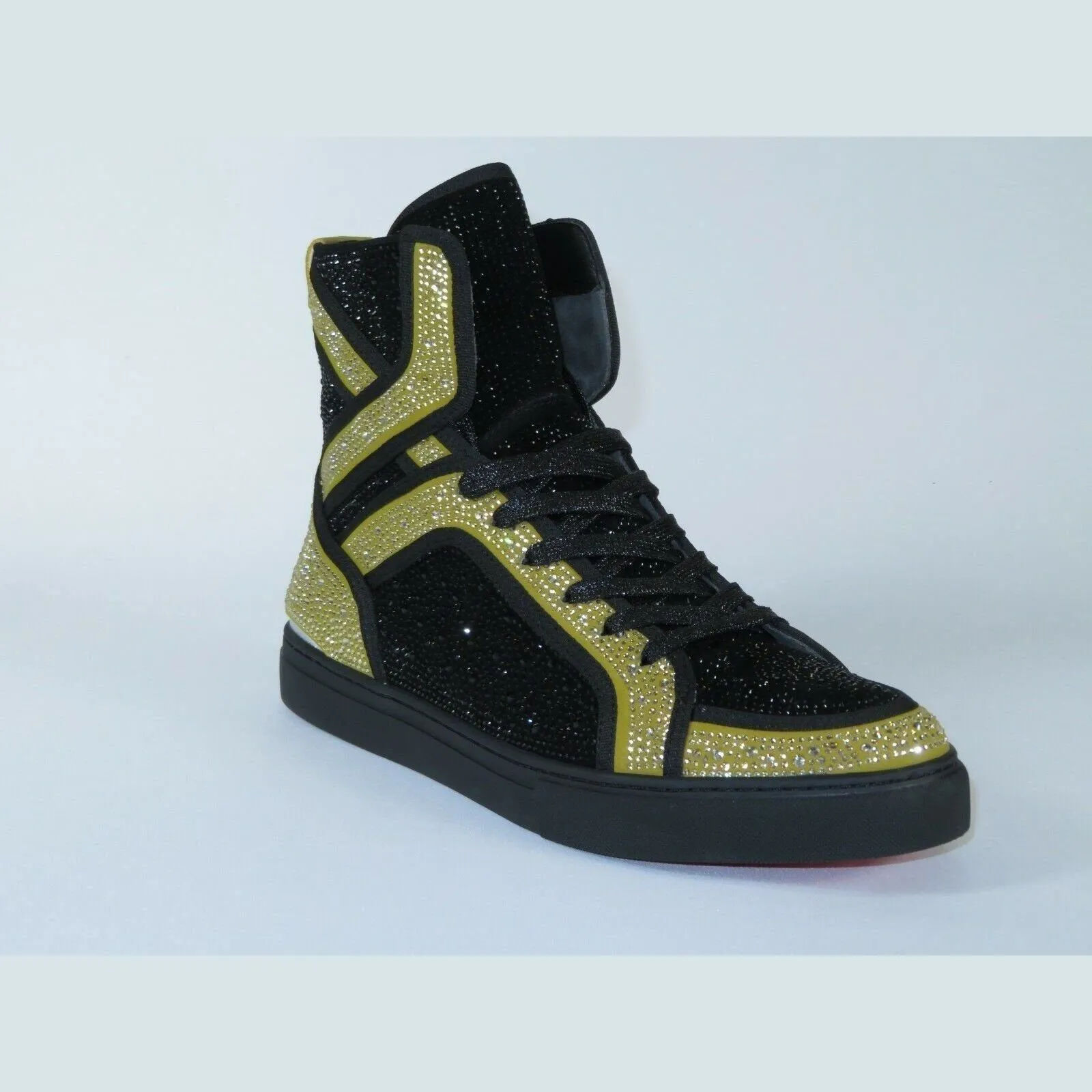 Men High Top Shoes By FIESSO AURELIO GARCIA ,Fancy Rhine stones 2402 Black Gold