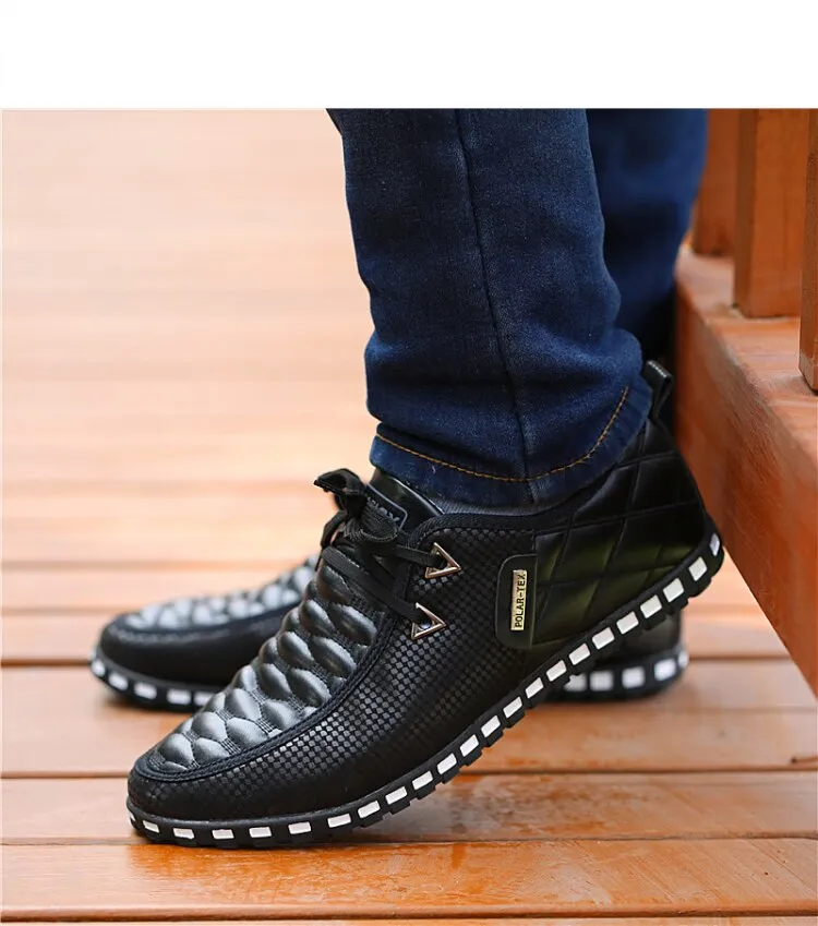 Men's Leather Shoes Autumn Casual Breathable Light Weight White Sneakers Driving Pointed