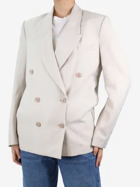 Neutral double-breasted blazer - size UK 10