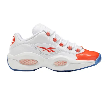 Reebok Men's Question Low Basketball Shoes - White / Vivid Orange / Reebok Ice-A1