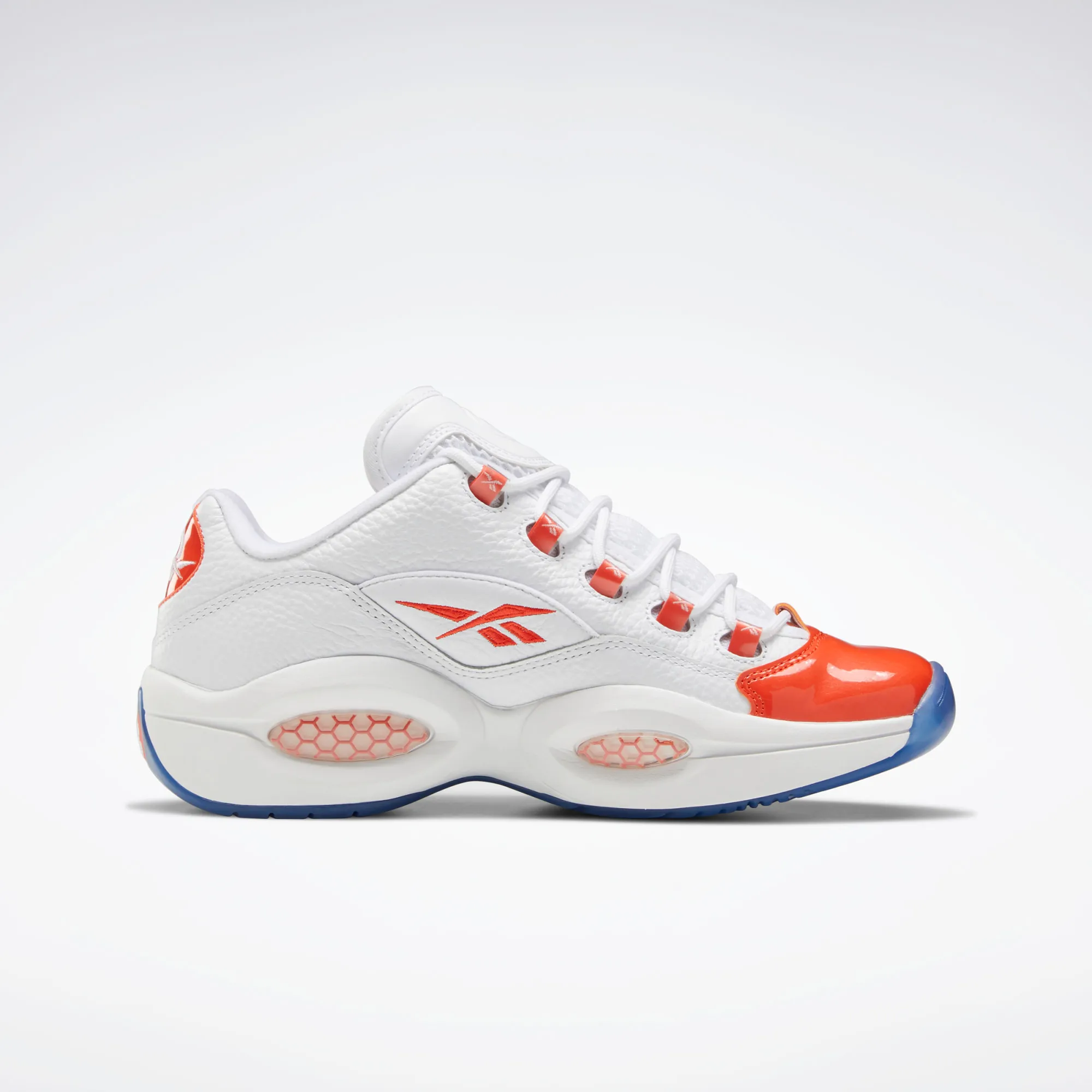 Reebok Men's Question Low Basketball Shoes - White / Vivid Orange / Reebok Ice-A1