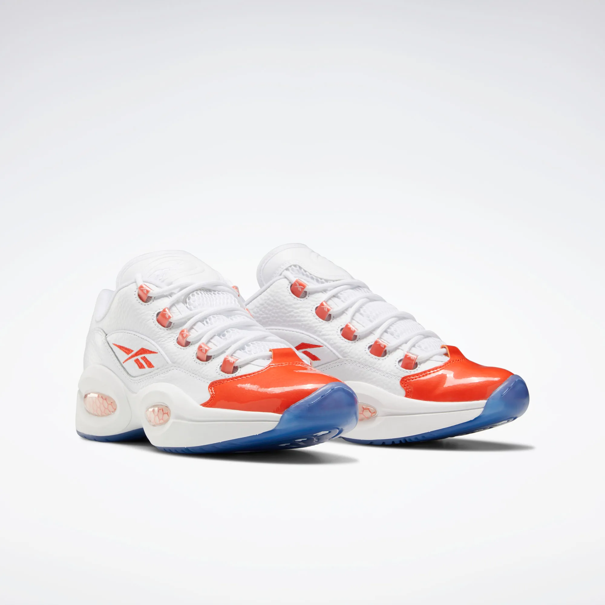 Reebok Men's Question Low Basketball Shoes - White / Vivid Orange / Reebok Ice-A1