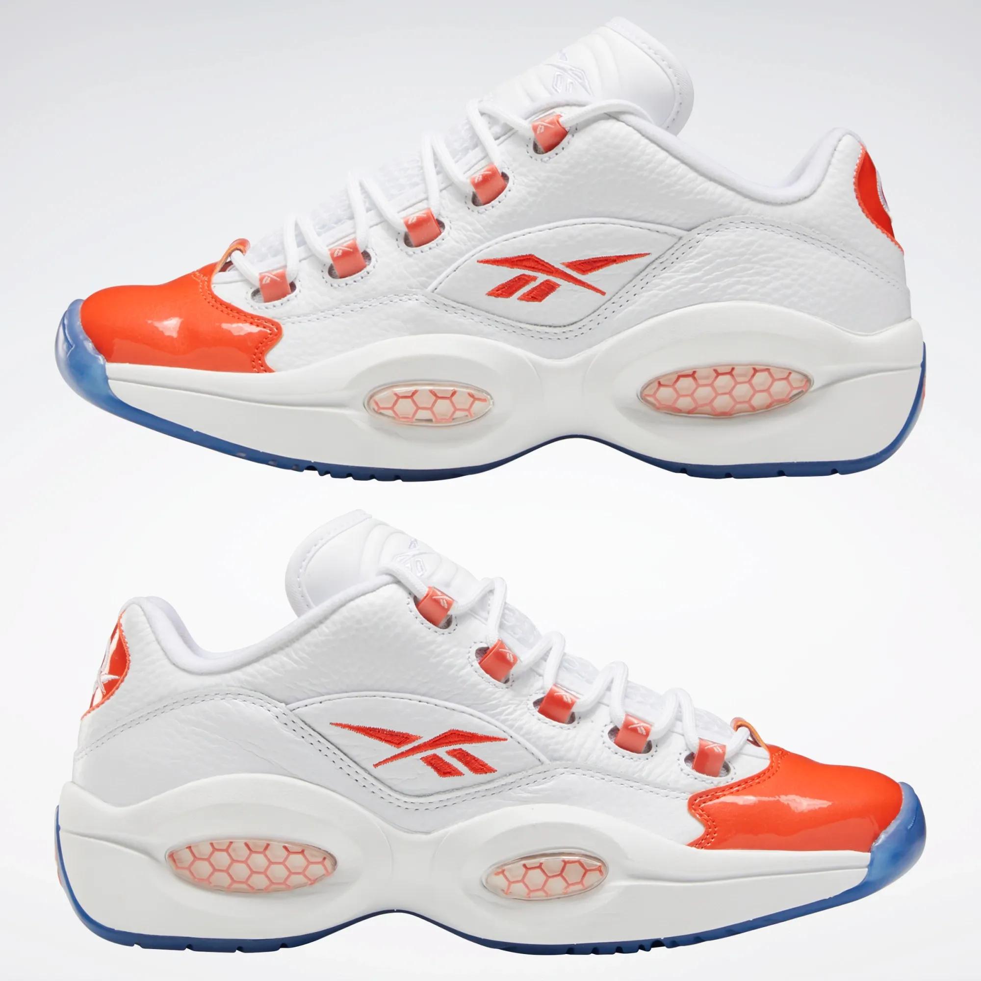 Reebok Men's Question Low Basketball Shoes - White / Vivid Orange / Reebok Ice-A1