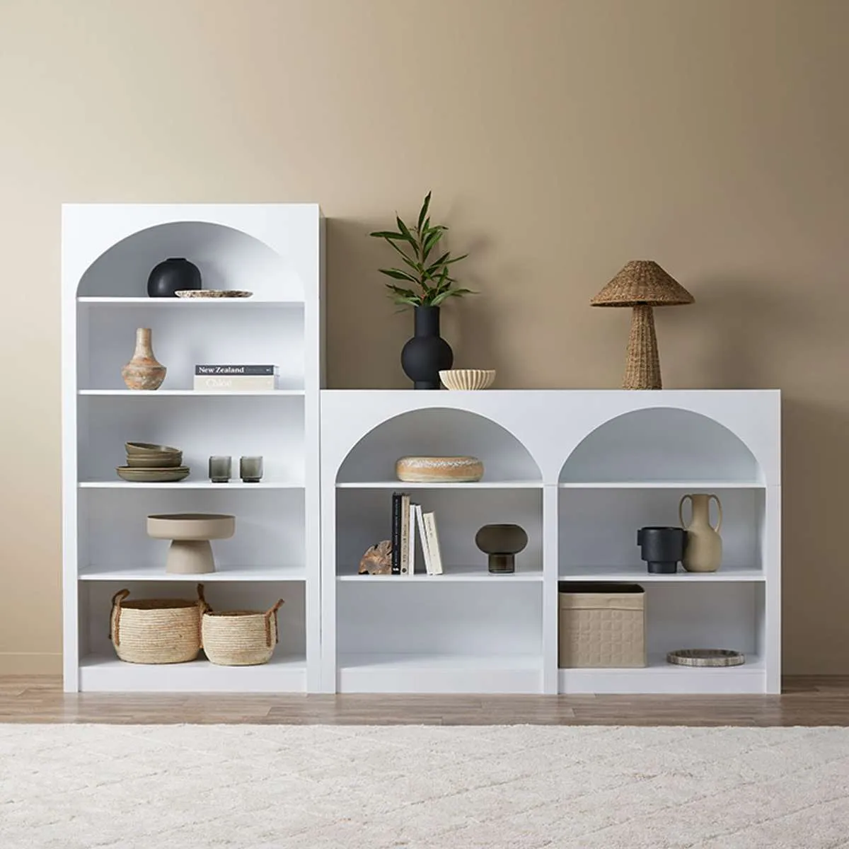 Santorini Tall Arched Bookcase - White