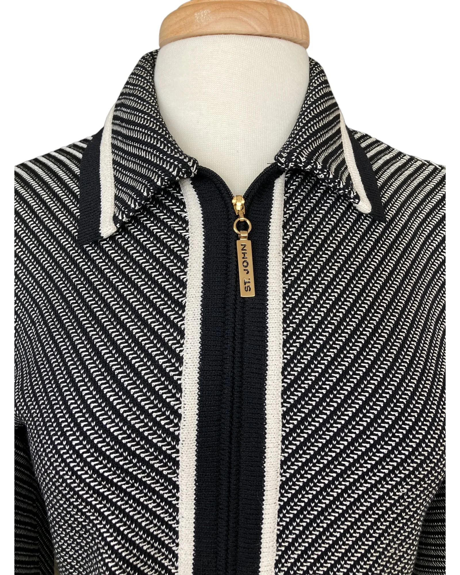 St. John Black and Ivory Knit Blazer, 8