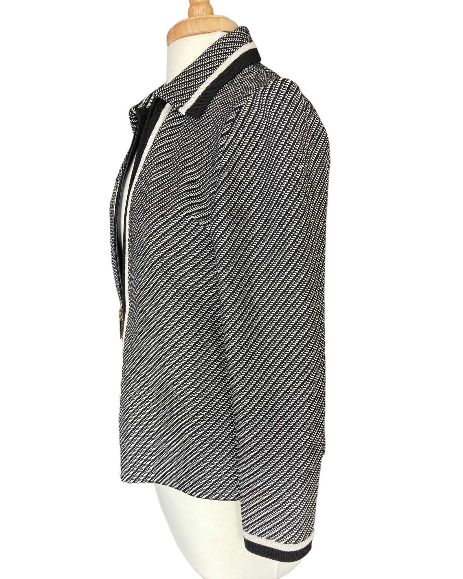 St. John Black and Ivory Knit Blazer, 8