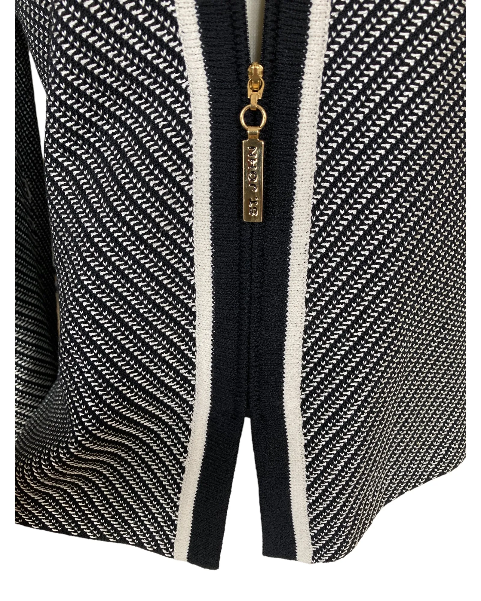 St. John Black and Ivory Knit Blazer, 8