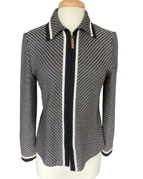 St. John Black and Ivory Knit Blazer, 8