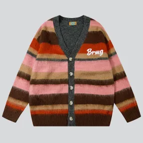 V-neck Multicolor Stripes Sweaters