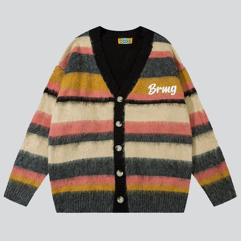 V-neck Multicolor Stripes Sweaters